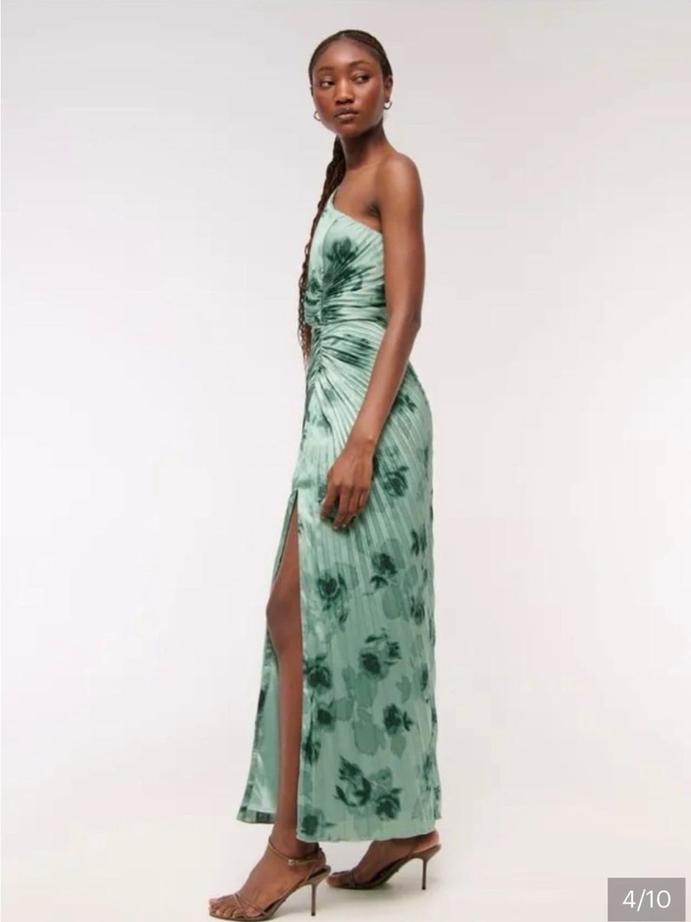 Abercrombie & Fitch One-Shoulder Mint Green Floral Maxi Dress